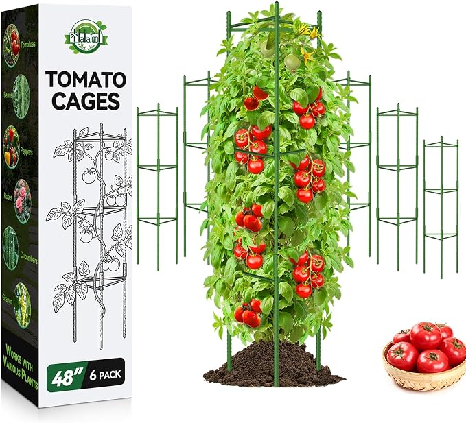 Halatool 6 Pack Tomato Cages for Garden, 48 Inch Adjustable Tomato Cage Plant by HALATOOL