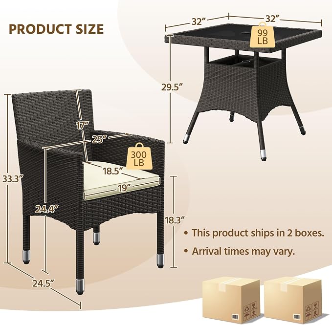 Yaheetech 5-Piece Patio Furniture Set, Outdoor Rattan 4 Dining Chairs & - Image 3