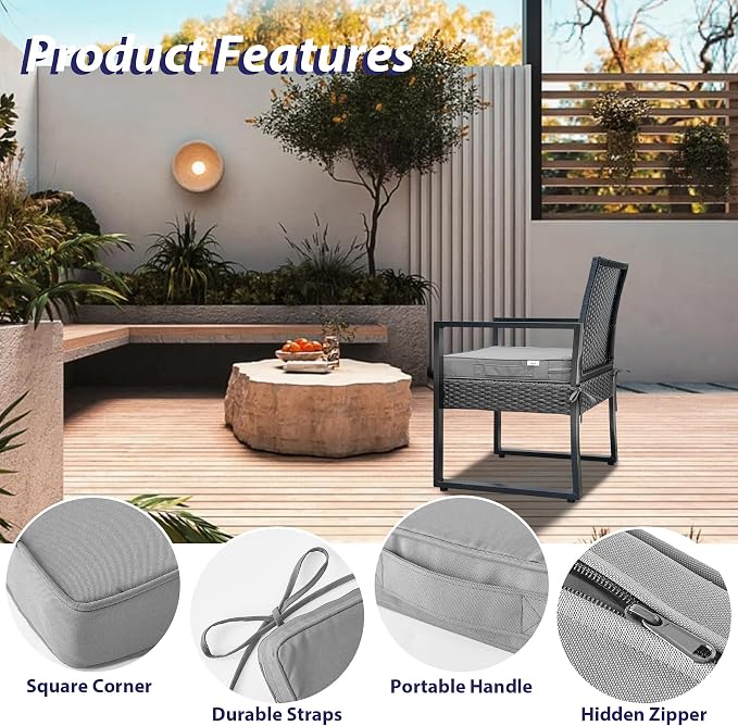 Outdoor Chair Cushions Set of 4 -Waterproof Outdoor Seat Cushions - Image 5