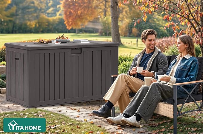 YITAHOME 220 Gallon Extra Large Deck Box, Double-Wall Resin Outdoor Storage Box - Image 7