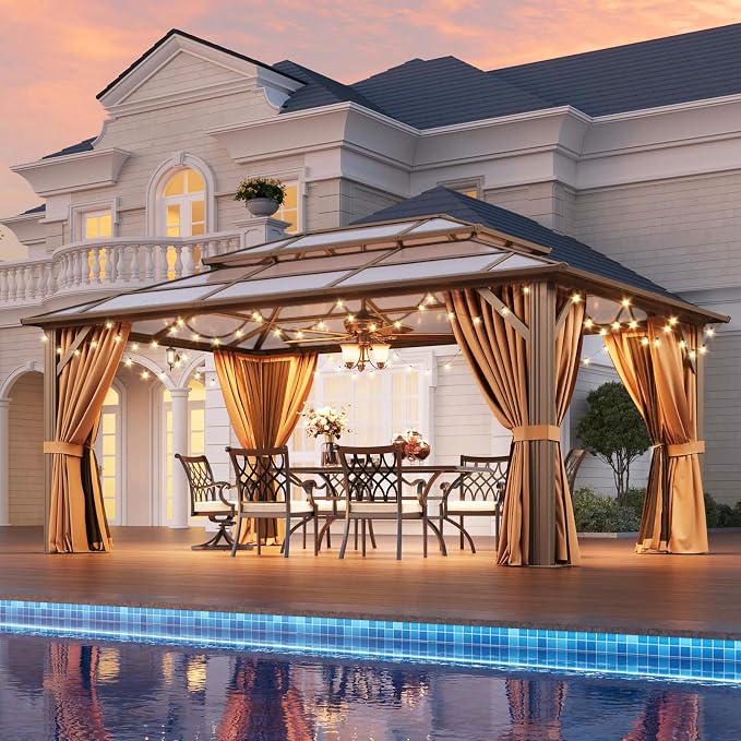 Aoxun 12'x16' Hardtop Gazebo, Outdoor Metal Gazebo - Image 2