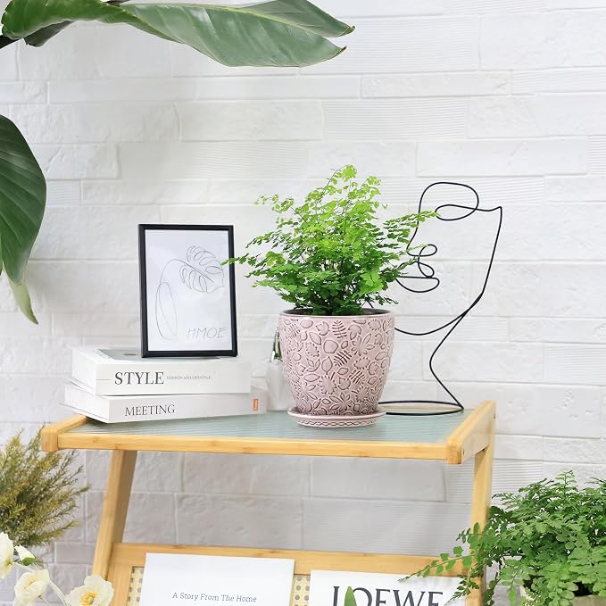 6 Inch Retro Ceramic Planter Set of 2 - Image 2