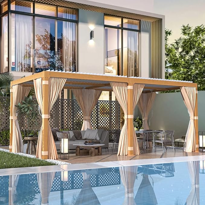 EROMMY Louvered Pergola 10' x 20' Outdoor Hard Top Gazebo by EROMMY