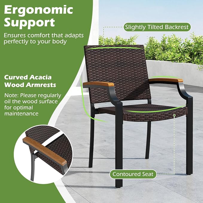 Tangkula 9 Piece Patio Dining Set, 79” Rectangular Outdoor Dining Table - Image 6