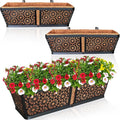 ZeeDix 3 Pack Metal Window Box for Railings, 24 Inch Over Railing Planter Boxes by ZeeDix
