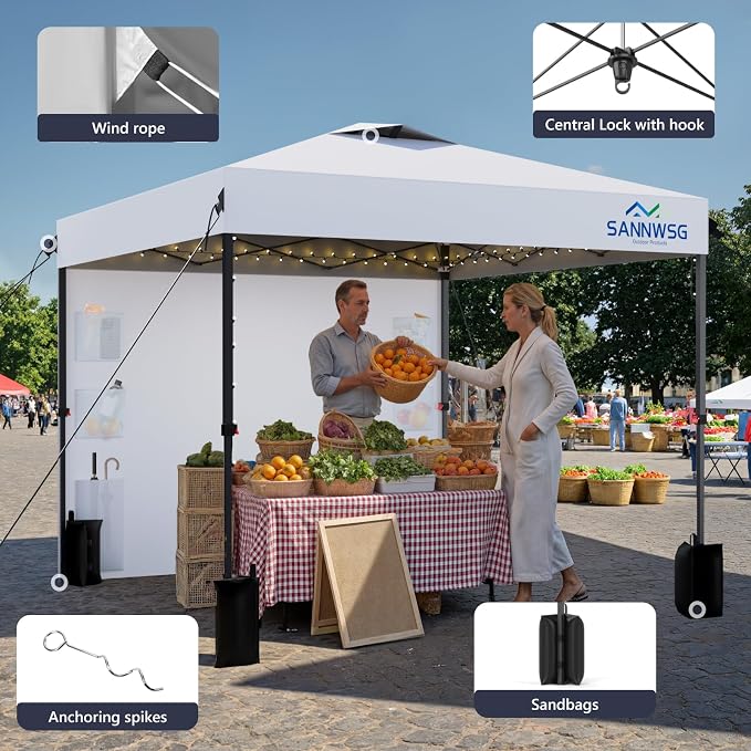 10X10 Pop Up Canopy Tent, Removable Pockets Sidewall - Image 3