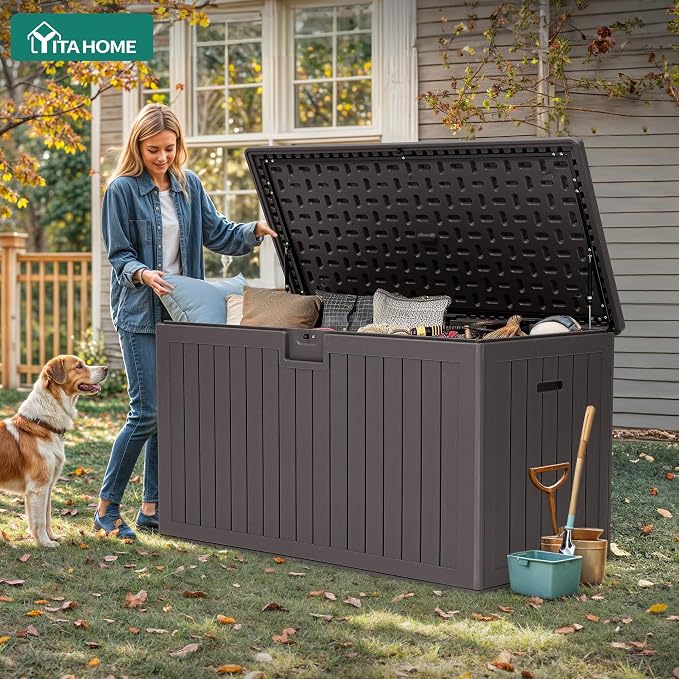 YITAHOME 220 Gallon Extra Large Deck Box, Double-Wall Resin Outdoor Storage Box - Image 2