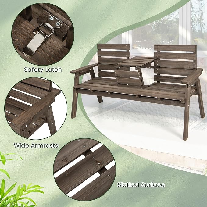 Tangkula Outdoor Fir Wood Bench - Image 5