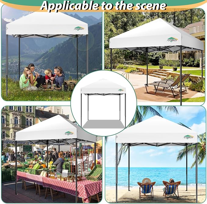 COBIZI 6.6x6.6ft Pop Up Canopy Tent, Heavy Duty Canopy Easy Set up All Weather - Image 3