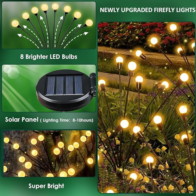10-Pack Solar Garden Lights, 80 LED Solar Lights Outdoor - Image 4