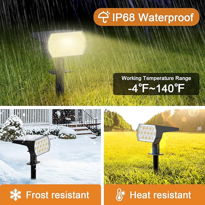 WELALO Solar Spot Lights Outdoor, 2-in-1 Solar Landscape Spotlights, Solar - Image 5