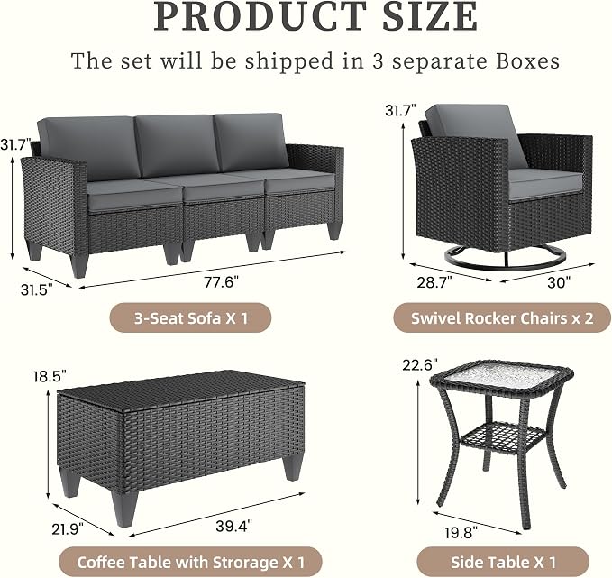 UDPATIO Patio Furniture Set, 5 Pieces Outdoor Conversation Sets - Image 2