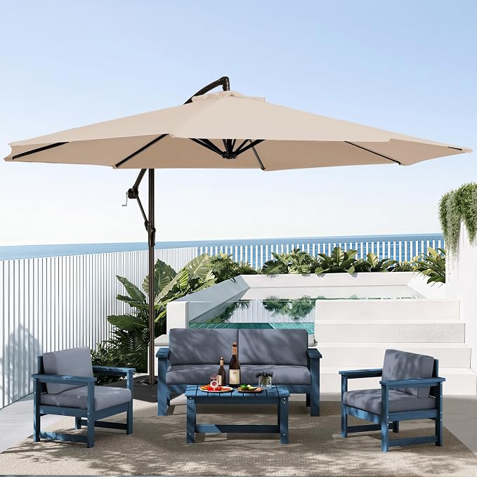 SERWALL 4 Pieces HDPE Outdoor Sofa Set - Image 7