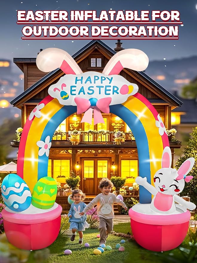 Kalolary 12 FT Easter Archway Inflatables Outdoor Decorations, Giant Bunny - Image 3