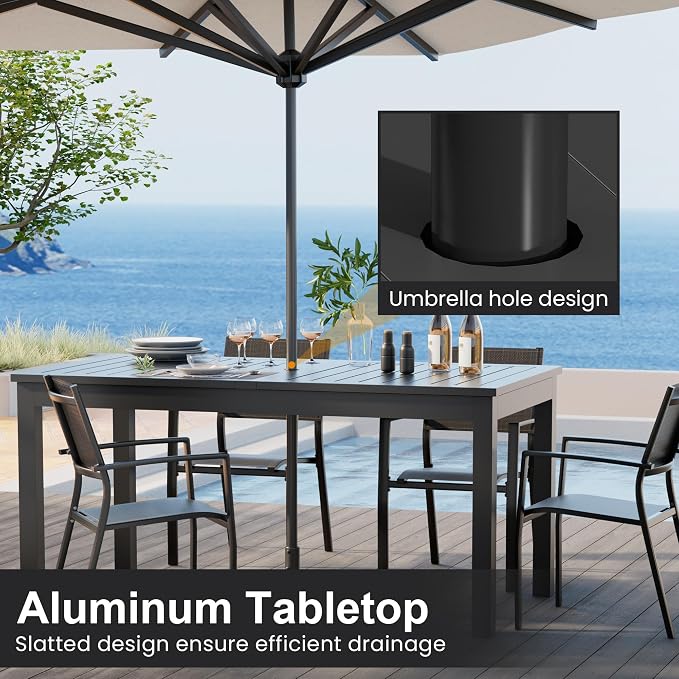 Expandable Aluminum Outdoor Dining Table, 3-Adjustable Lengths Patio Dining - Image 7