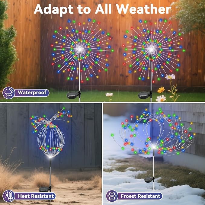 Garden Outdoor Lights, 4 Pack 120 LED Solar Garden Lights Fairy Lights Outdoor - Image 3