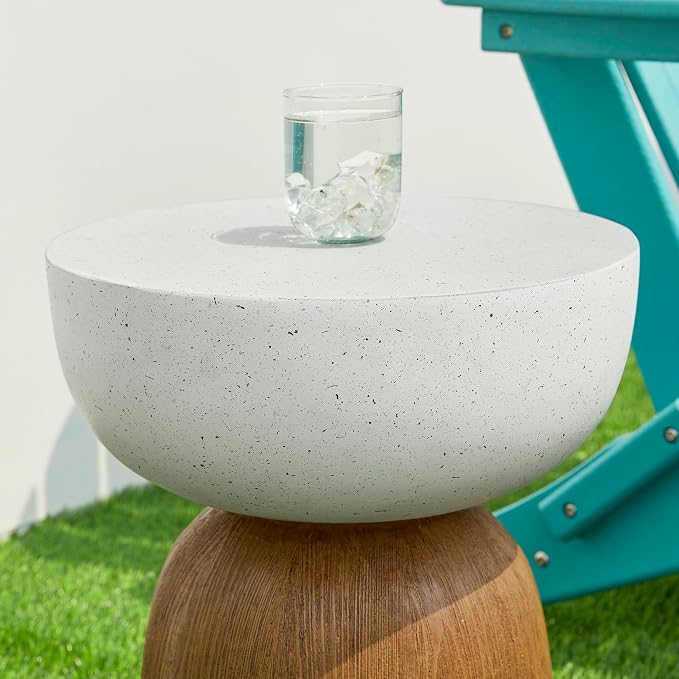 Glitzhome Outdoor Side Table, 17.75" H Decorative Garden Stool MGO Geometric - Image 8