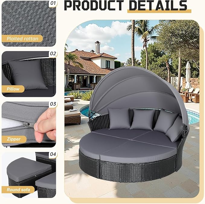 Incbruce Patio Round Daybed - Image 4