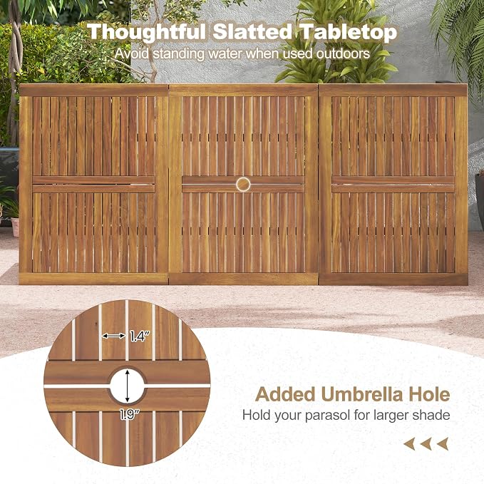 Tangkula 79" Acacia Wood Outdoor Dining Table - Image 4
