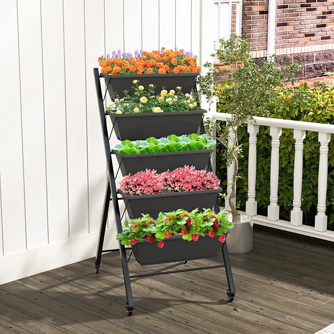 Giantex Set of 2 Vertical Raised Garden Bed on Wheels, Elevated Planter Raised - Image 2