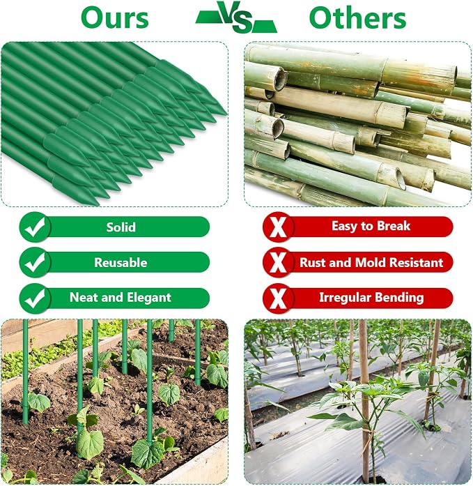 Lezmarket 80 Pack Garden Stakes, Plant Support Stakes, DIY 4ft 5ft 6ft 7ft - Image 4