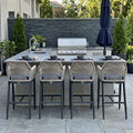 PURPLE LEAF Patio Sunbrella Bar Height Stools 28" H Set of 4 Boho Rattan by PURPLELEAF