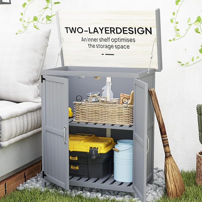 Outsunny Outdoor Storage Cabinet, Garden Tool Shed - Image 5