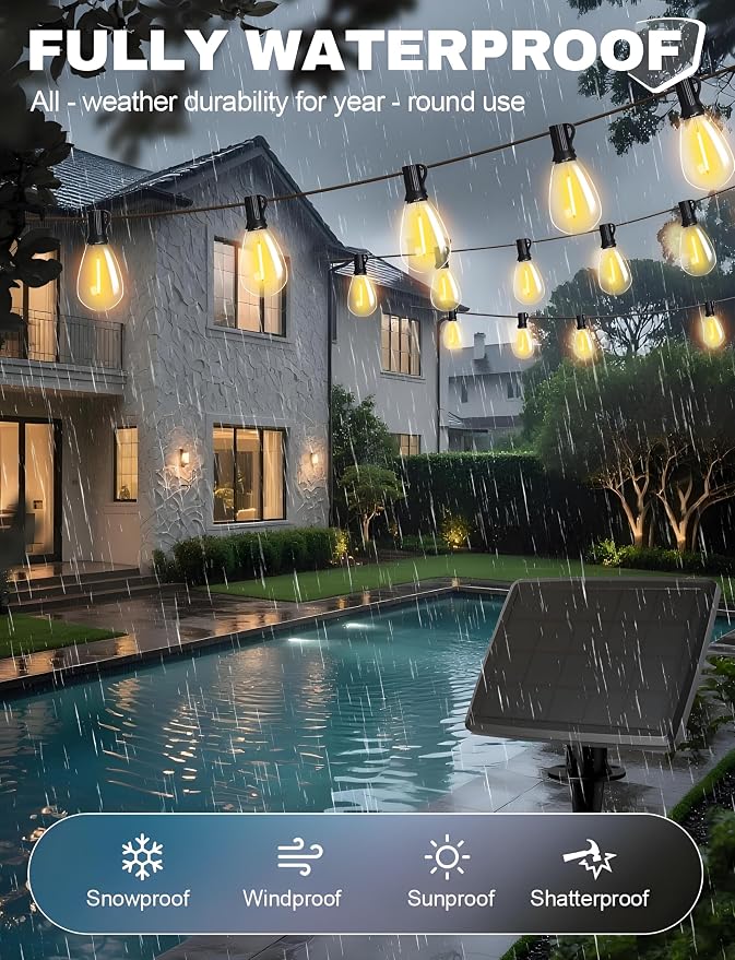 Tenmiro 120FT Solar Outdoor String Lights - Image 2