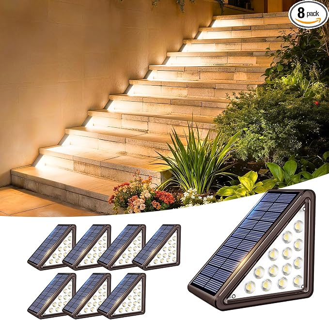 Brown Solar Step Light Outdoor Stair Lights, Deck Lights Outdoor Powered IP65 by JEJOT