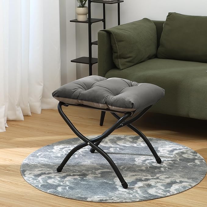 15" Folding Ottoman, Foldable Footrest Stool, Small Foot Stool - Image 4