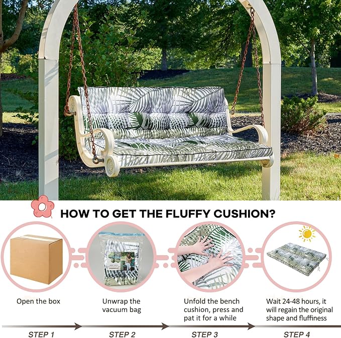 2-3 Seat Swing Replacement Cushion, Outdoor Bench Cushions - Image 6