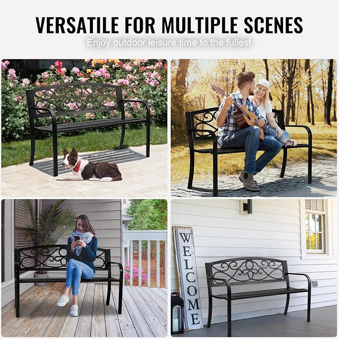 VEVOR Outdoor Bench, 50 inches Metal Garden Bench - Image 8
