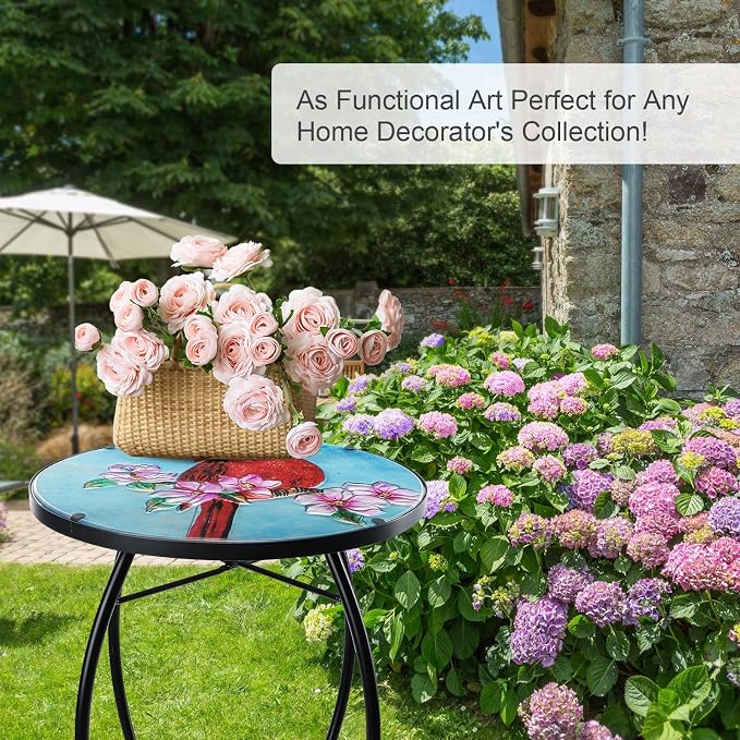 VCUTEKA Patio Side Table Outdoor Accent Table Bistro Coffee Table Plant End - Image 5