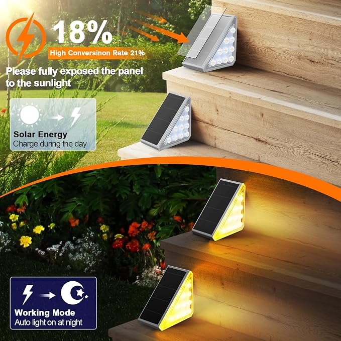 2 Pack Solar Stair Lights Outdoor Stair Lights - Image 2