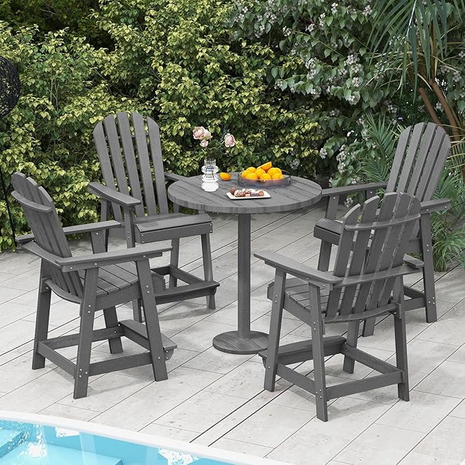 Tangkula Outdoor Bar Stool, HDPE Tall Adirondack Chair - Image 3