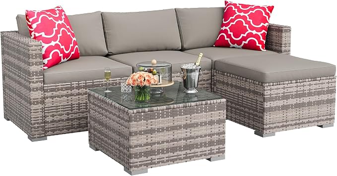 GAOMON 5-Piece All-Weather Patio Furniture Set, Convertible Outdoor Sectional by GAOMON