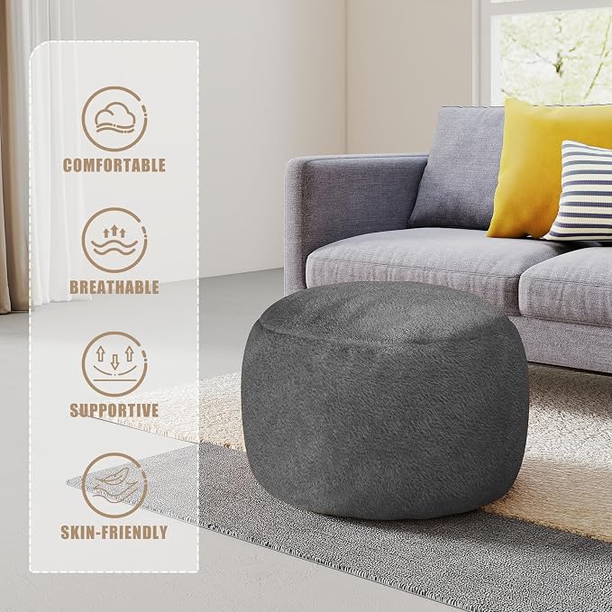Round Stuffed Pouf Ottoman for Foot Rest, A Round Modern Foam Filled Poufs - Image 8