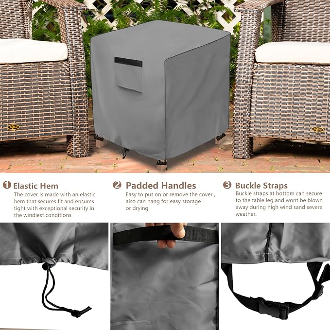 okcool Patio Wicker Side Table Cover, Waterproof Square Patio Small Side Table - Image 4