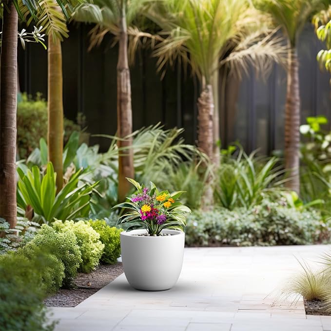 Kante 14 Inch Dia Round Concrete Planter, Indoor Outdoor Large Plant Pot - Image 7