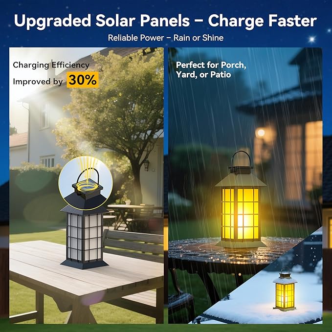 2 Pack 13" Black Solar Lantern - Image 5