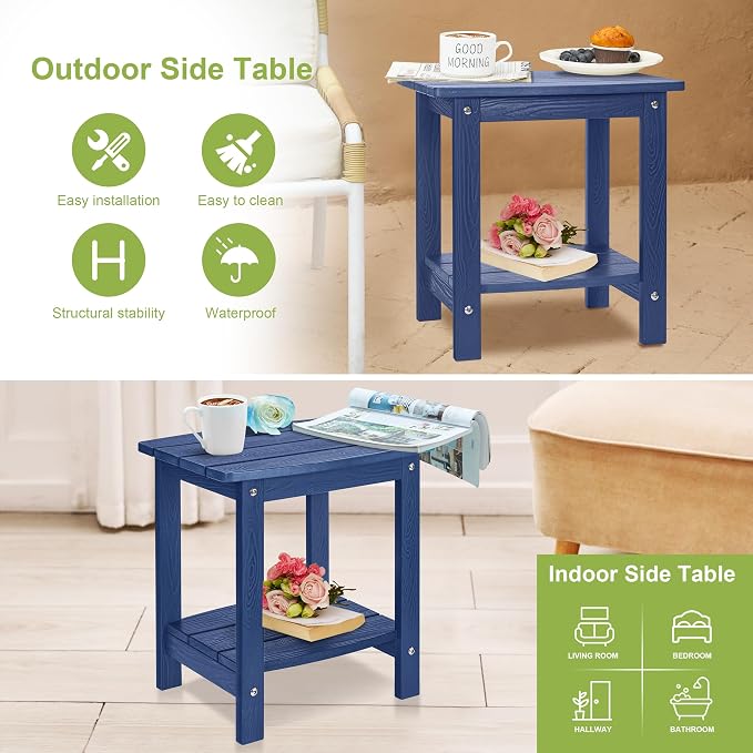 Y&M Outdoor Side Table, HIPS Adirondack Small Double Layer Table, Waterproof - Image 6