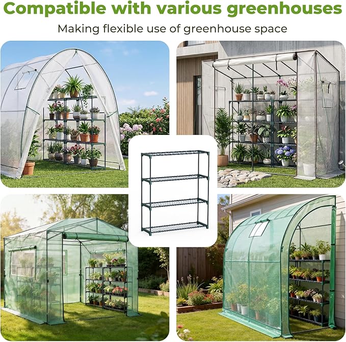 Ohuhu Plant Greenhouse Shelves 4 Tier 2 Pack Extra-Wide Stable Green House - Image 6