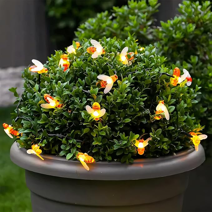 JMEXSUSS Solar Bee Lights Outdoor Waterproof, 30.6FT 50 LED Solar Fairy Lights - Image 5