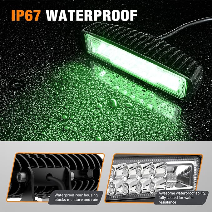 Nilight 6 Inch Green LED Light Pods 2 PCS 60W Flood Spot Combo Beam Off Road - Image 5