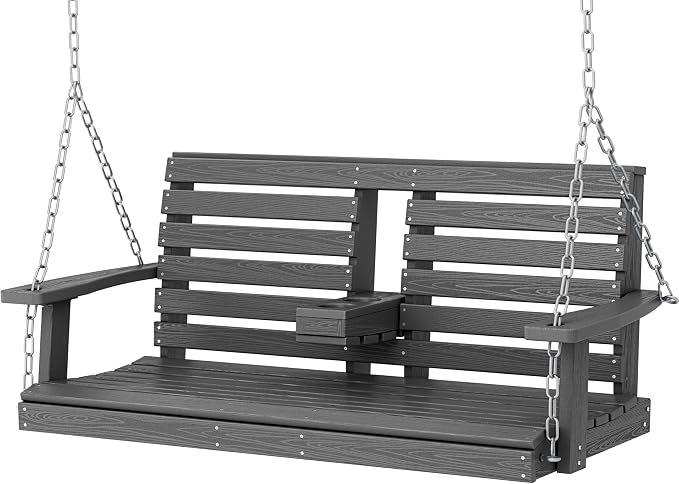 KINGYES Outdoor Hanging Porch Swing, 2 Seat Patio Chair by KINGYES