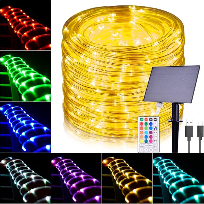 Solar Rope Lights Outdoor Waterproof, 66Ft 200 LED String Light Fairy Solar by Hozplex