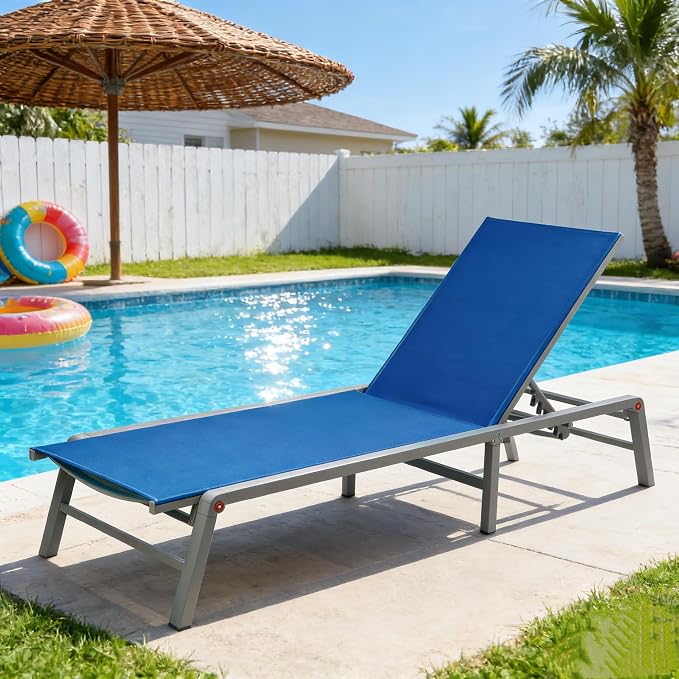 Kozyard Outdoor Foldable Lounge Chair, Aluminum Frame Patio Lounger by Kozyard