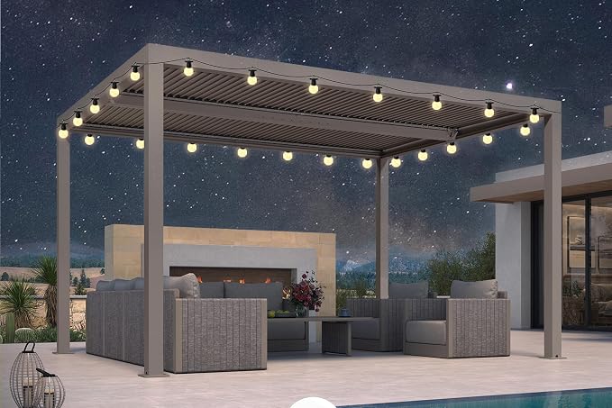 PURPLE LEAF Louvered Pergola 10' × 13', Aluminum Outdoor Hardtop Pergola by PURPLELEAF
