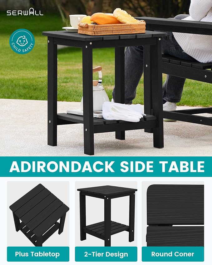 SEWRWALL 3 Pieces Patio Bistro Set, All Weather Adirondack Chair Set - Image 5