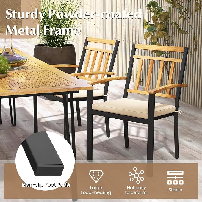 Tangkula 7 Piece Patio Wood Dining Set - Image 8